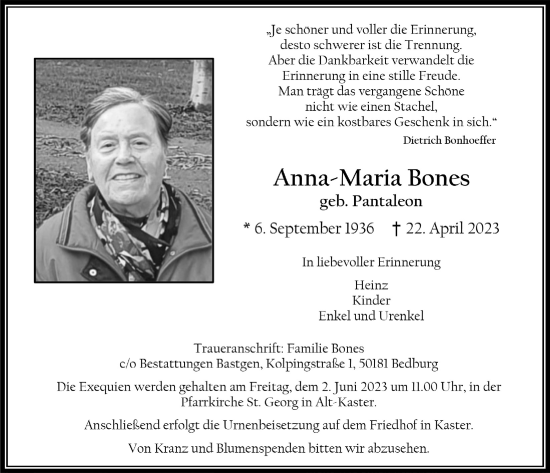 Anzeige von Anna-Maria Bones von  Werbepost 
