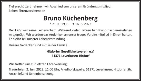 Anzeige von Bruno Küchenberg von  Lokale Informationen 