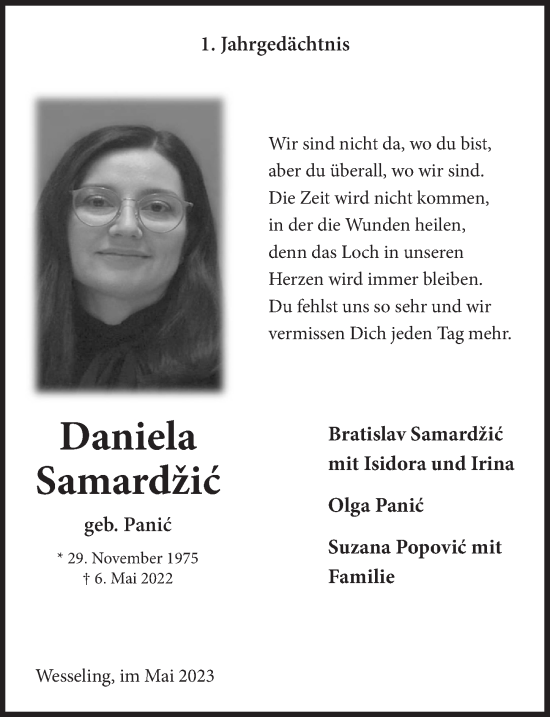 Anzeige von Daniela Samardzic von  Schlossbote/Werbekurier 