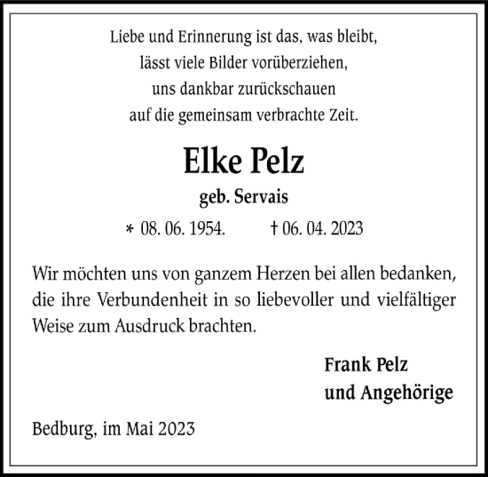 Anzeige von Elke Pelz von  Werbepost 