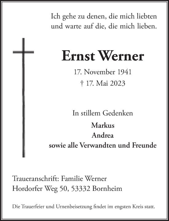 Anzeige von Ernst Werner von  Schaufenster/Blickpunkt 
