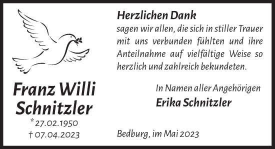 Anzeige von Franz Willi Schnitzler von  Werbepost 