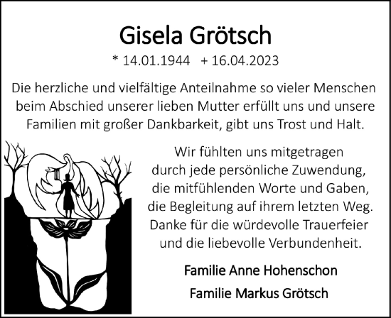 Anzeige von Gisela Grötsch von  Anzeigen Echo 