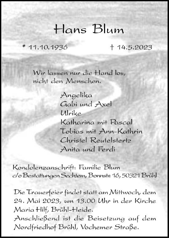 Anzeige von Hans Blum von  Schlossbote/Werbekurier 