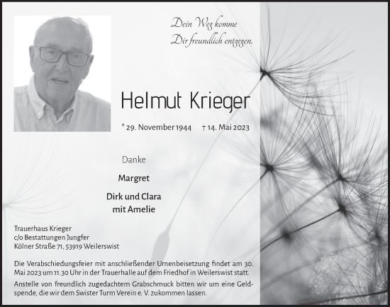 Anzeige von Helmut Krieger von  Blickpunkt Euskirchen 