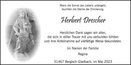 Anzeige von Herbert Drescher von  Bergisches Handelsblatt 