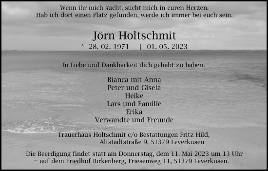 Anzeige von Jörn Holtschmit von Kölner Stadt-Anzeiger / Kölnische Rundschau / Express