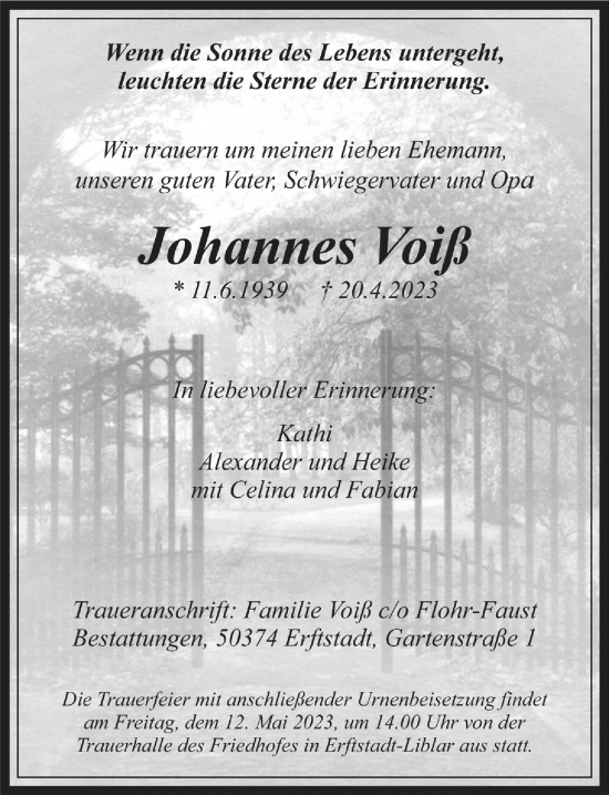 Anzeige von Johannes Voiß von  Werbepost 