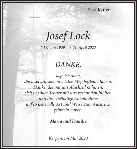 Anzeige von Josef Lock von  Werbepost 