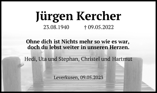 Anzeige von Jürgen Kercher von Kölner Stadt-Anzeiger / Kölnische Rundschau / Express