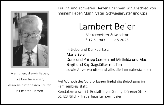 Anzeige von Lambert Beier von  Werbepost 