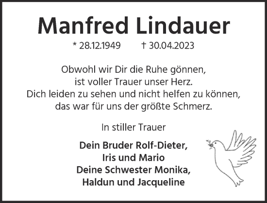Anzeige von Manfred Lindauer von  EXPRESS - Die Woche 