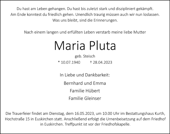 Anzeige von Maria Pluta von  Blickpunkt Euskirchen 