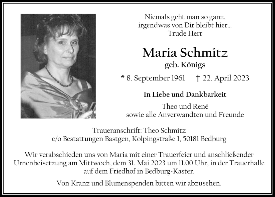 Anzeige von Maria Schmitz von  Werbepost 