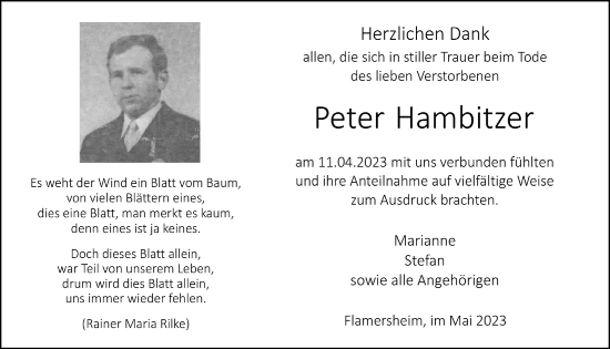 Anzeige von Peter Hambitzer von  Blickpunkt Euskirchen 