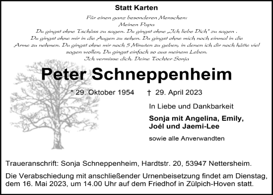 Anzeige von Peter Schneppenheim von  Blickpunkt Euskirchen 