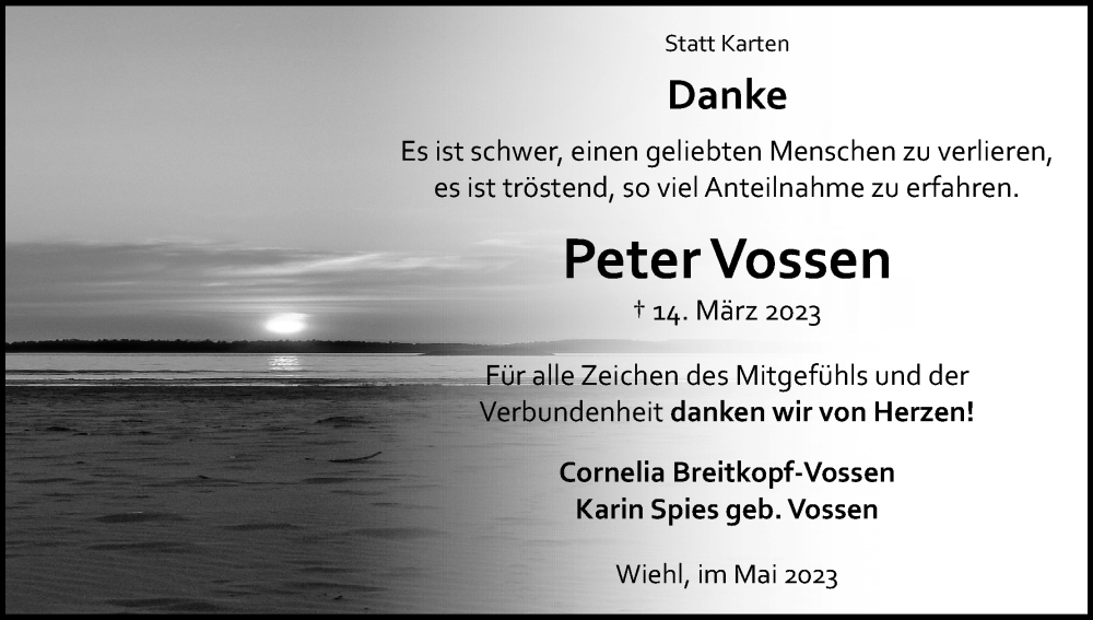  Traueranzeige für Peter Vossen vom 18.07.2023 aus Kölner Stadt-Anzeiger / Kölnische Rundschau / Express