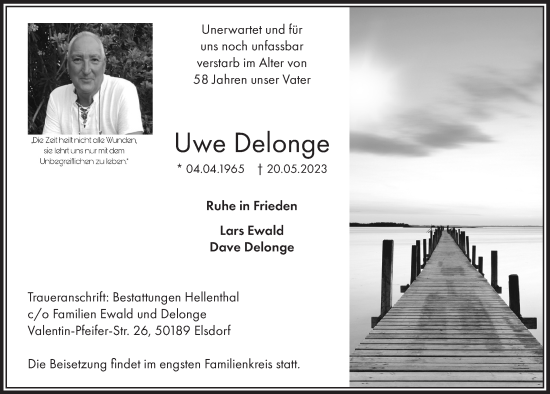 Anzeige von Uwe Delonge von  Werbepost 