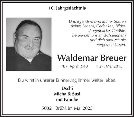 Anzeige von Waldemar Breuer von  Schlossbote/Werbekurier 