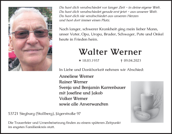 Anzeige von Walter Werner von Kölner Stadt-Anzeiger / Kölnische Rundschau / Express