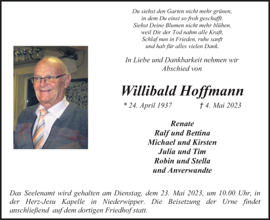 Anzeige von Willibald Hoffmann von Kölner Stadt-Anzeiger / Kölnische Rundschau / Express