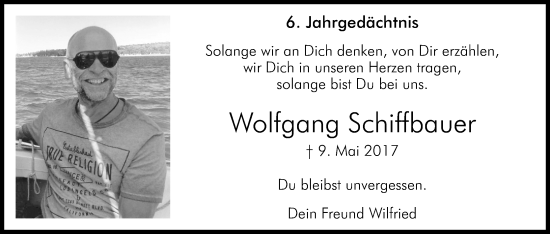 Anzeige von Wolfgang Schiffbauer von Kölner Stadt-Anzeiger / Kölnische Rundschau / Express