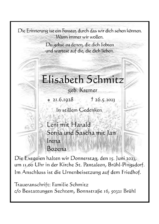 Anzeige von Elisabeth Schmitz von  Schlossbote/Werbekurier 