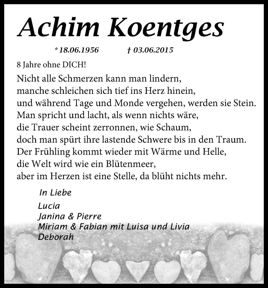  Traueranzeige für Achim Koentges vom 03.06.2023 aus Kölner Stadt-Anzeiger / Kölnische Rundschau / Express