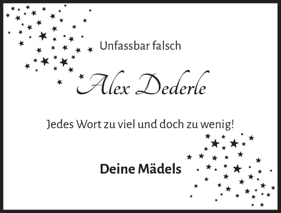 Anzeige von Alex Dederle von  Werbepost 