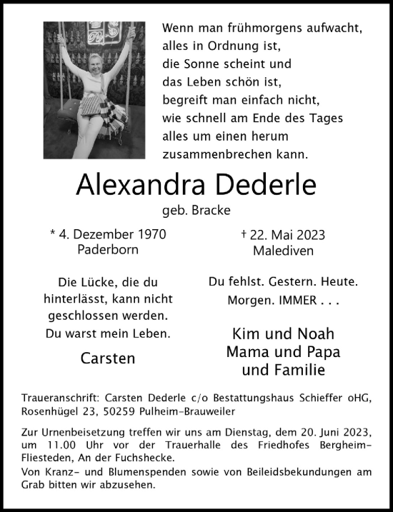 Anzeige von Alexandra Dederle von  Werbepost 