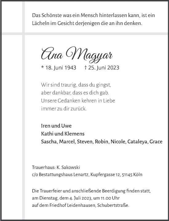 Anzeige von Ana Magyar von  EXPRESS - Die Woche 