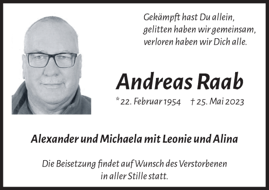 Anzeige von Andreas Raab von  Schlossbote/Werbekurier 