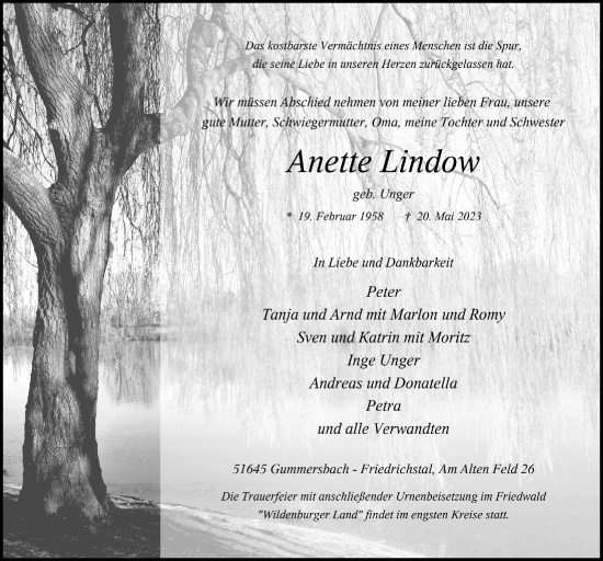 Anzeige von Anette Lindow von  Anzeigen Echo 