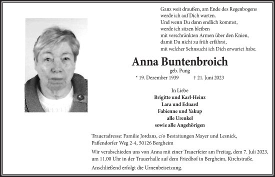 Anzeige von Anna Buntenbroich von  Werbepost 