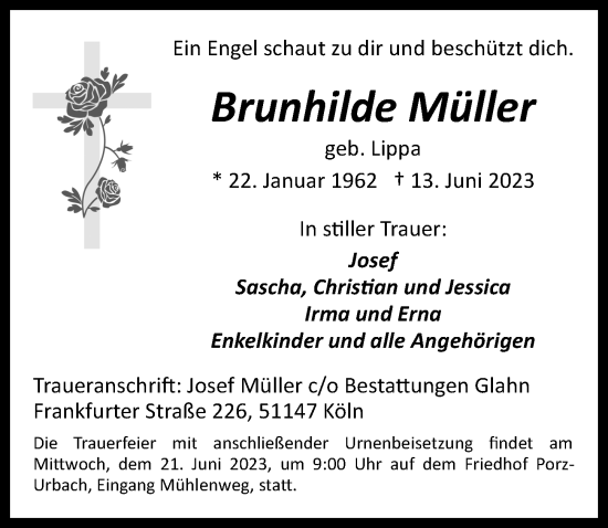 Anzeige von Brunhilde Müller von  EXPRESS - Die Woche 