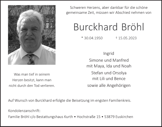 Anzeige von Burckhard Bröhl von  Blickpunkt Euskirchen 
