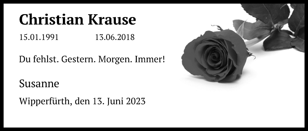  Traueranzeige für Christian Krause vom 18.07.2023 aus Kölner Stadt-Anzeiger / Kölnische Rundschau / Express