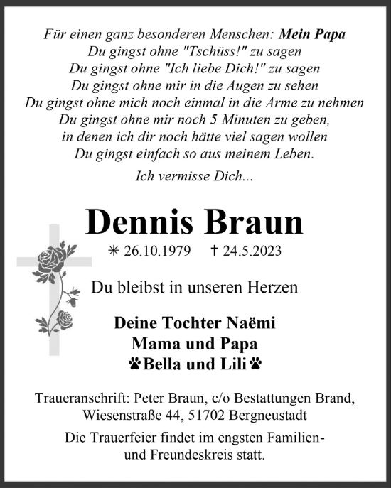 Anzeige von Dennis Braun von  Anzeigen Echo 