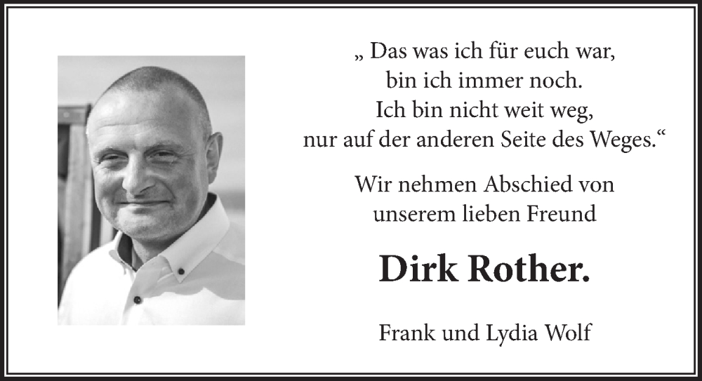 Traueranzeige für Dirk Rother vom 18.07.2023 aus  Werbepost 