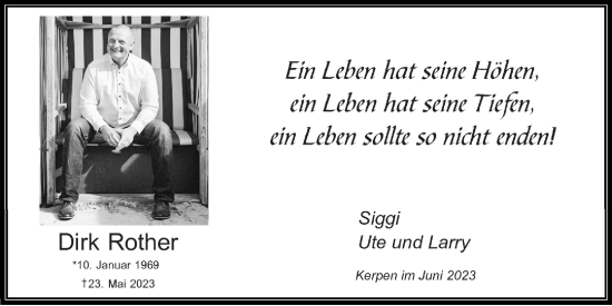 Anzeige von Dirk Rother von  Werbepost 