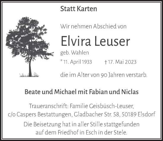 Anzeige von Elvira Leuser von  Werbepost 