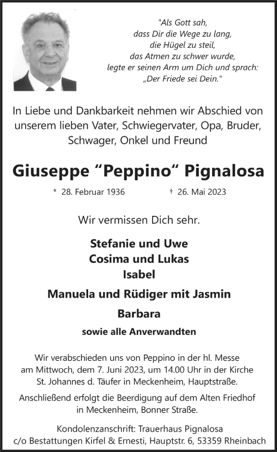 Anzeige von Giuseppe Pignalosa von  Schaufenster/Blickpunkt 