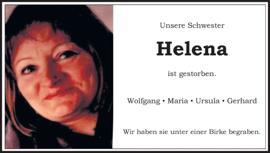 Anzeige von Helena  von Kölner Stadt-Anzeiger / Kölnische Rundschau / Express