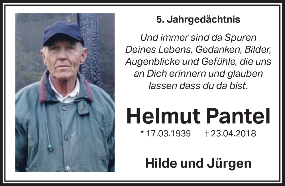  Traueranzeige für Helmut Pantel vom 18.07.2023 aus  Bergisches Handelsblatt 