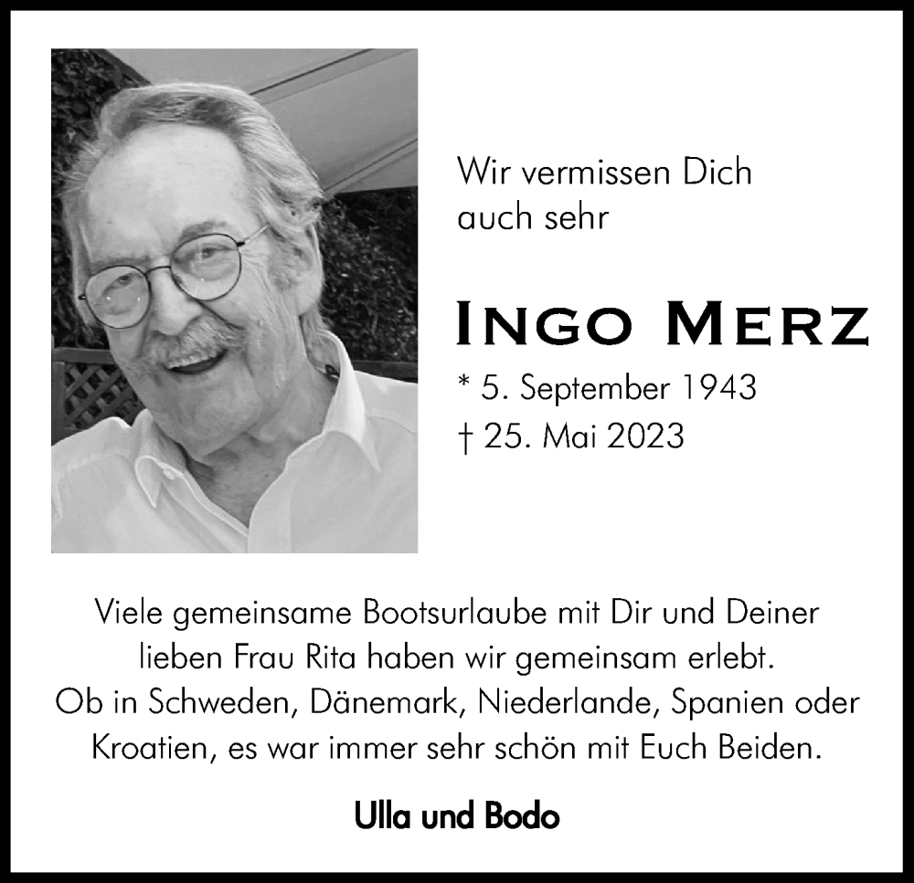  Traueranzeige für Ingo Merz vom 10.06.2023 aus Kölner Stadt-Anzeiger / Kölnische Rundschau / Express