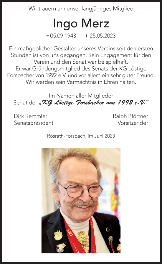 Anzeige von Ingo Merz von  Bergisches Handelsblatt 