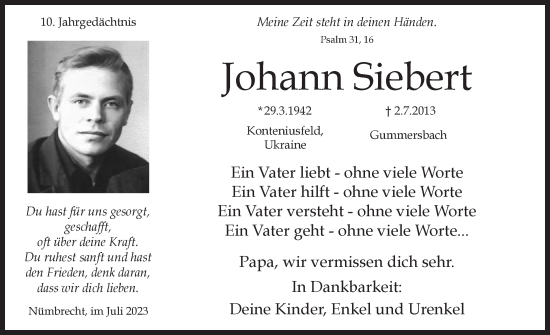 Anzeige von Johann Siebert von  Lokalanzeiger 
