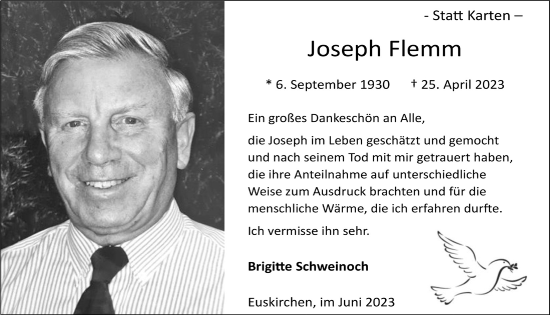 Anzeige von Joseph Flemm von  Blickpunkt Euskirchen 