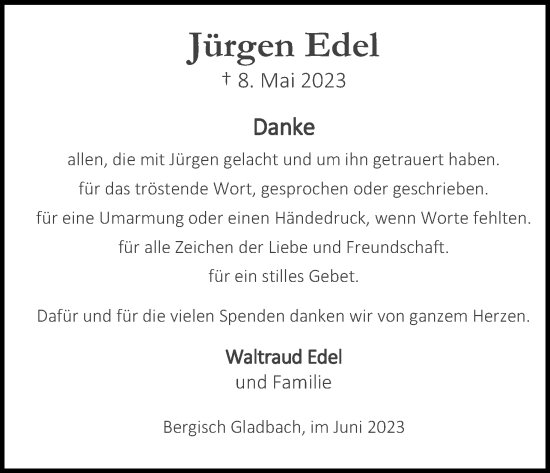 Anzeige von Jürgen Edel von Kölner Stadt-Anzeiger / Kölnische Rundschau / Express
