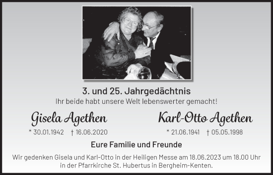 Anzeige von Karl-Otto Agethen von  Werbepost 